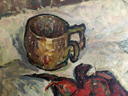 Rustic earth-toned ceramic mug by Sakhnenko Victor Ivanovich