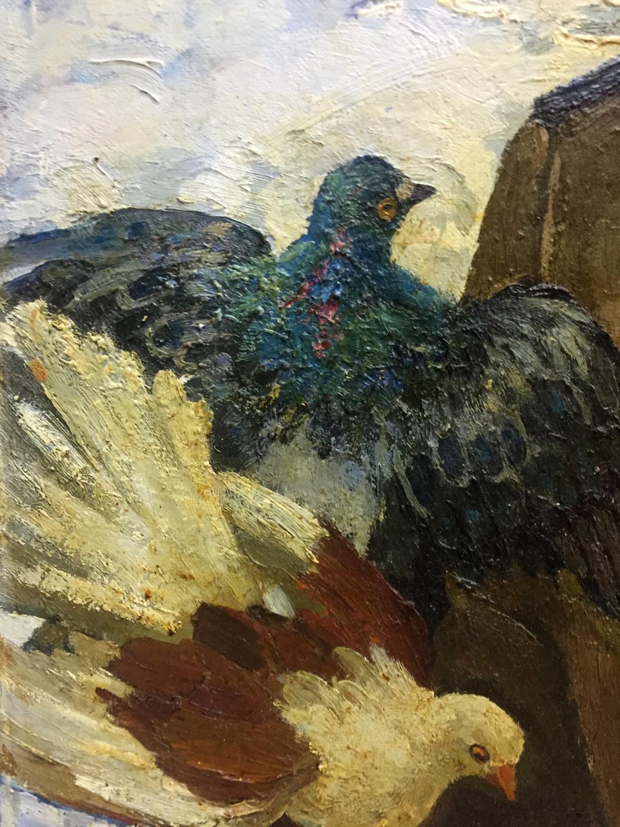 Oil painting of two pigeons by Yanchak Elena Vatslavovna