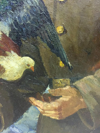 Oil painting of dark blue bird by Yanchak Elena Vatslavovna
