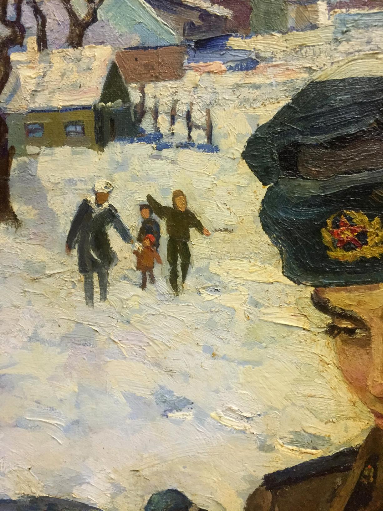 Dark green military cap with gold red insignia from Yanchak Elena Vatslavovna oil painting