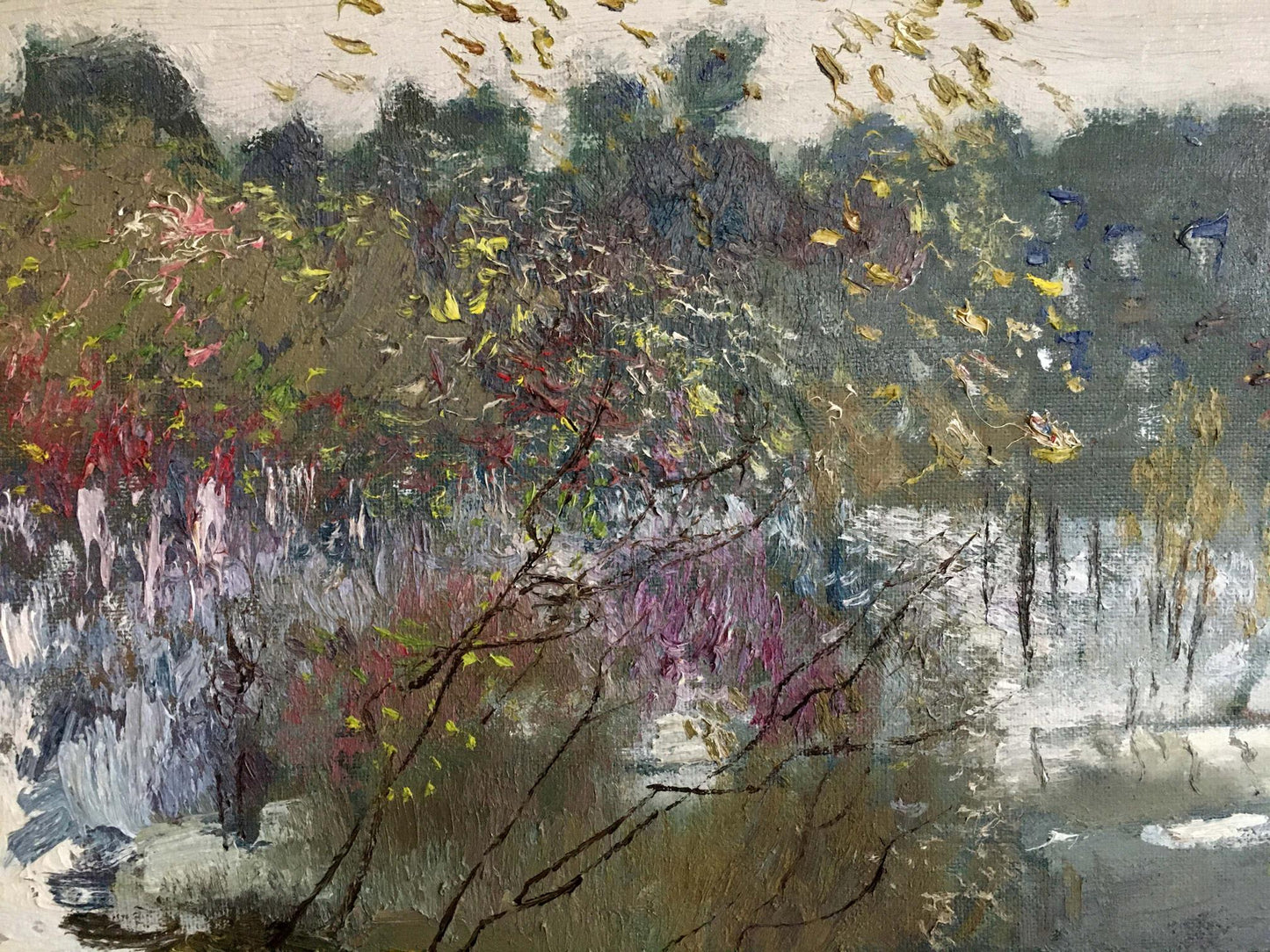 Oil painting of vibrant winter forest by Zaretsky Victor Ivanovich