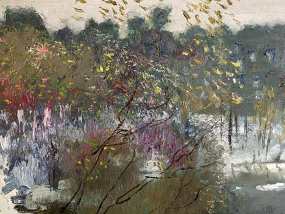 Oil painting of vibrant winter forest by Zaretsky Victor Ivanovich