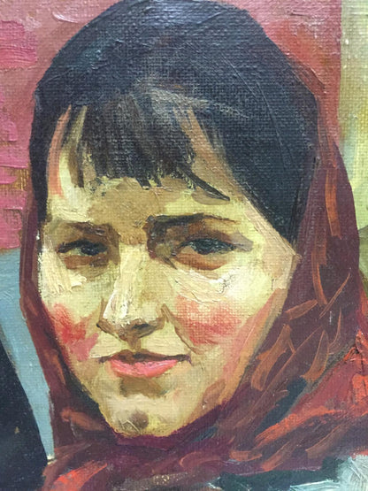 Textured oil painting of womans face by Alexander Repka On the Red Square