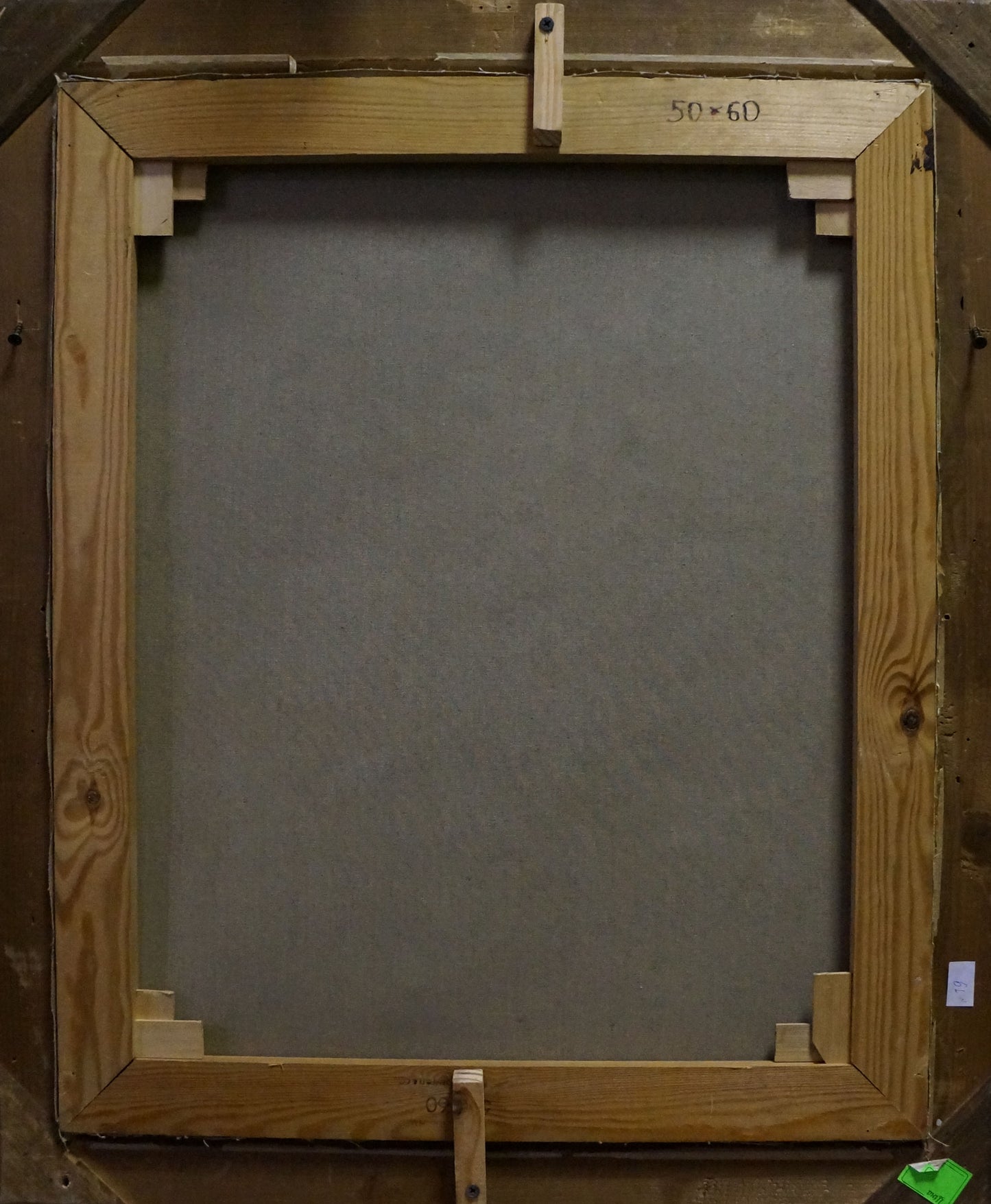 Back of 50x60 light brown wooden frame for Oil painting Variegated Floral Arrangement