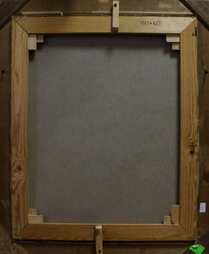 Back of 50x60 light brown wooden frame for Oil painting Variegated Floral Arrangement