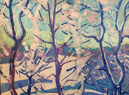 Oil painting Winter sun by Glushchenko Nikolay Petrovich, dark blue branches