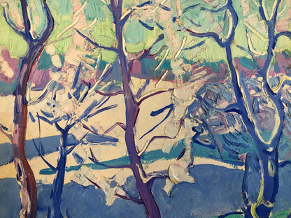 Oil painting Winter sun by Glushchenko Nikolay Petrovich, abstract trees