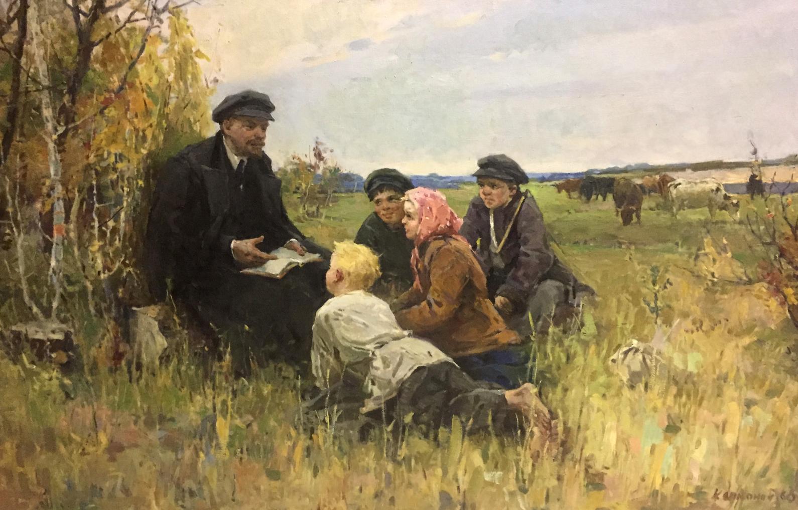 Oil painting of Lenin among people by Klimanov Anatoly Alekseevich