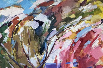 Peter Dobrev's abstract oil painting, Between the Rainbow