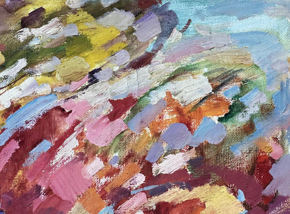 Abstract oil artwork titled Between the Rainbow by Peter Dobrev