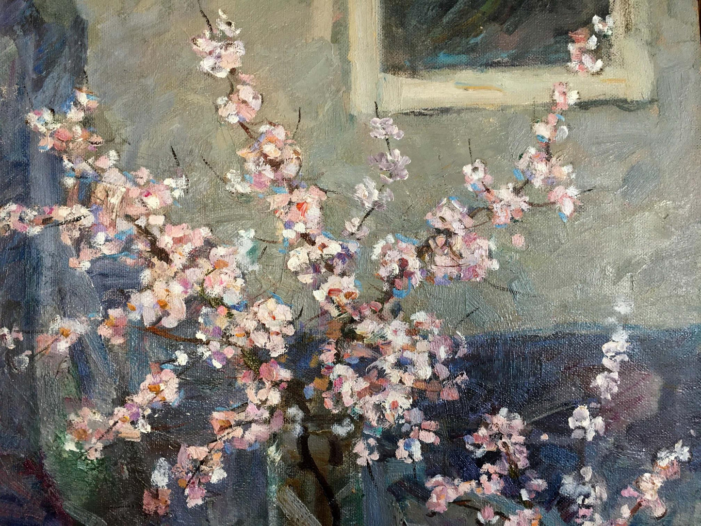 Delicate cherry blossom oil painting by Zakharov Fedor Zakharovich