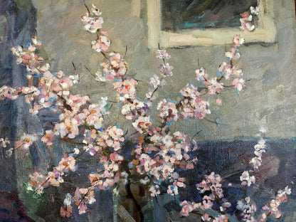 Delicate cherry blossom oil painting by Zakharov Fedor Zakharovich