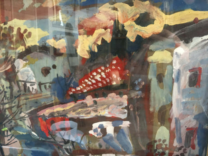 Abstract expressionist oil painting In the town by Karelin Vyacheslav