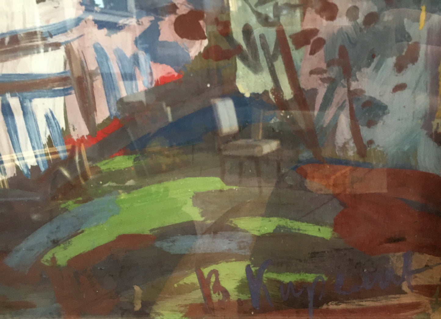 Abstract expressionist oil painting In the town by Karelin Vyacheslav