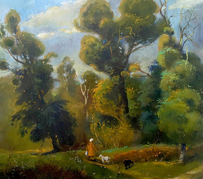 Oil painting Aunt Masha and the goats buy