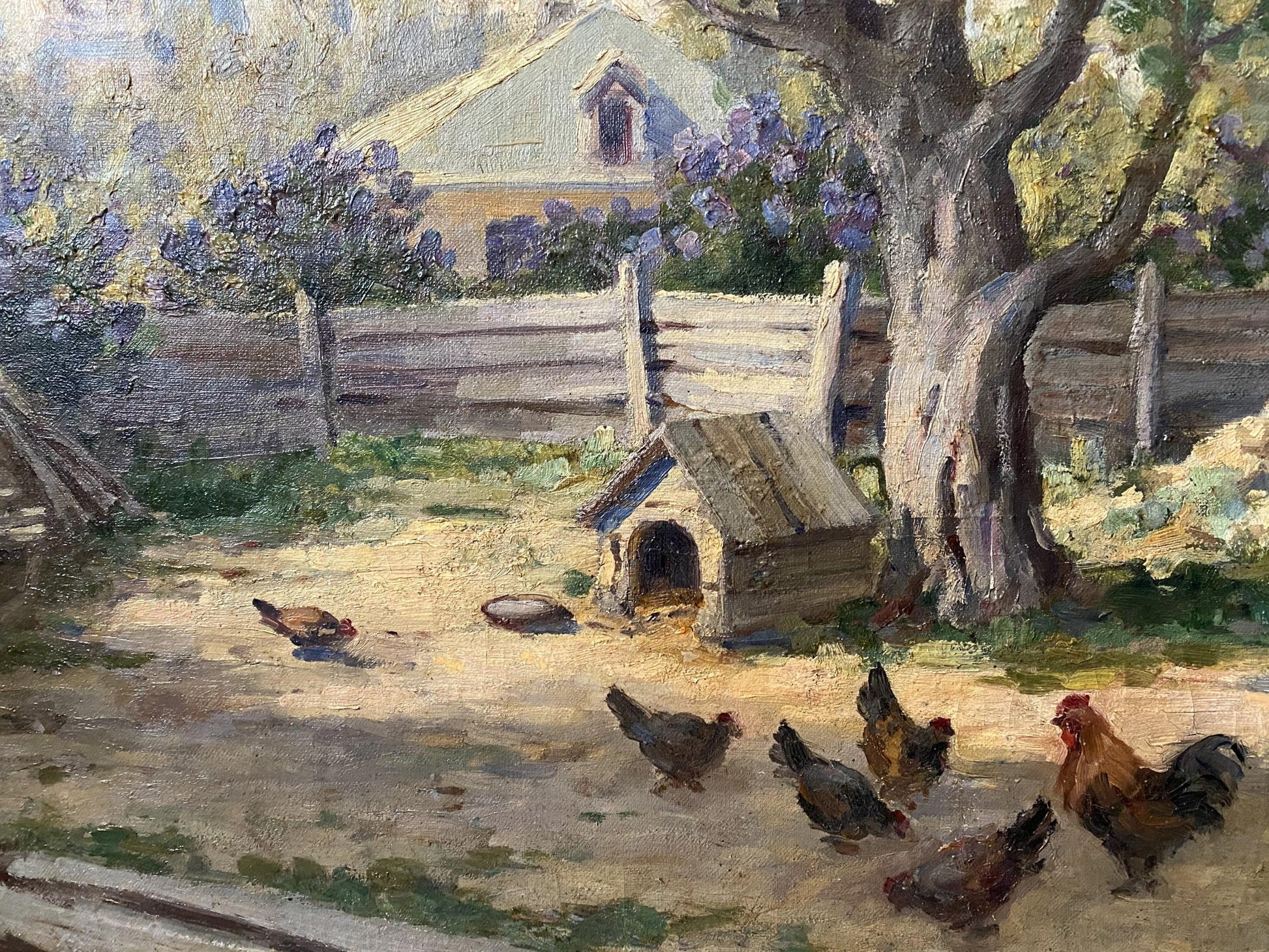 Oil painting of rustic wooden chicken coop by Vladimir Ivanovich Kozlovsky