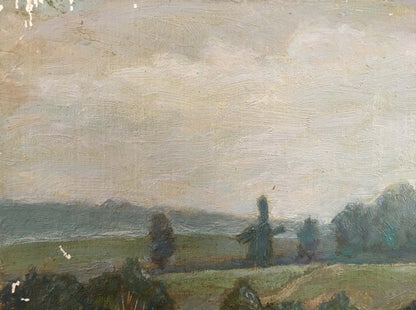 Serene countryside oil painting with mill by Rusin Arkady Viktorovich