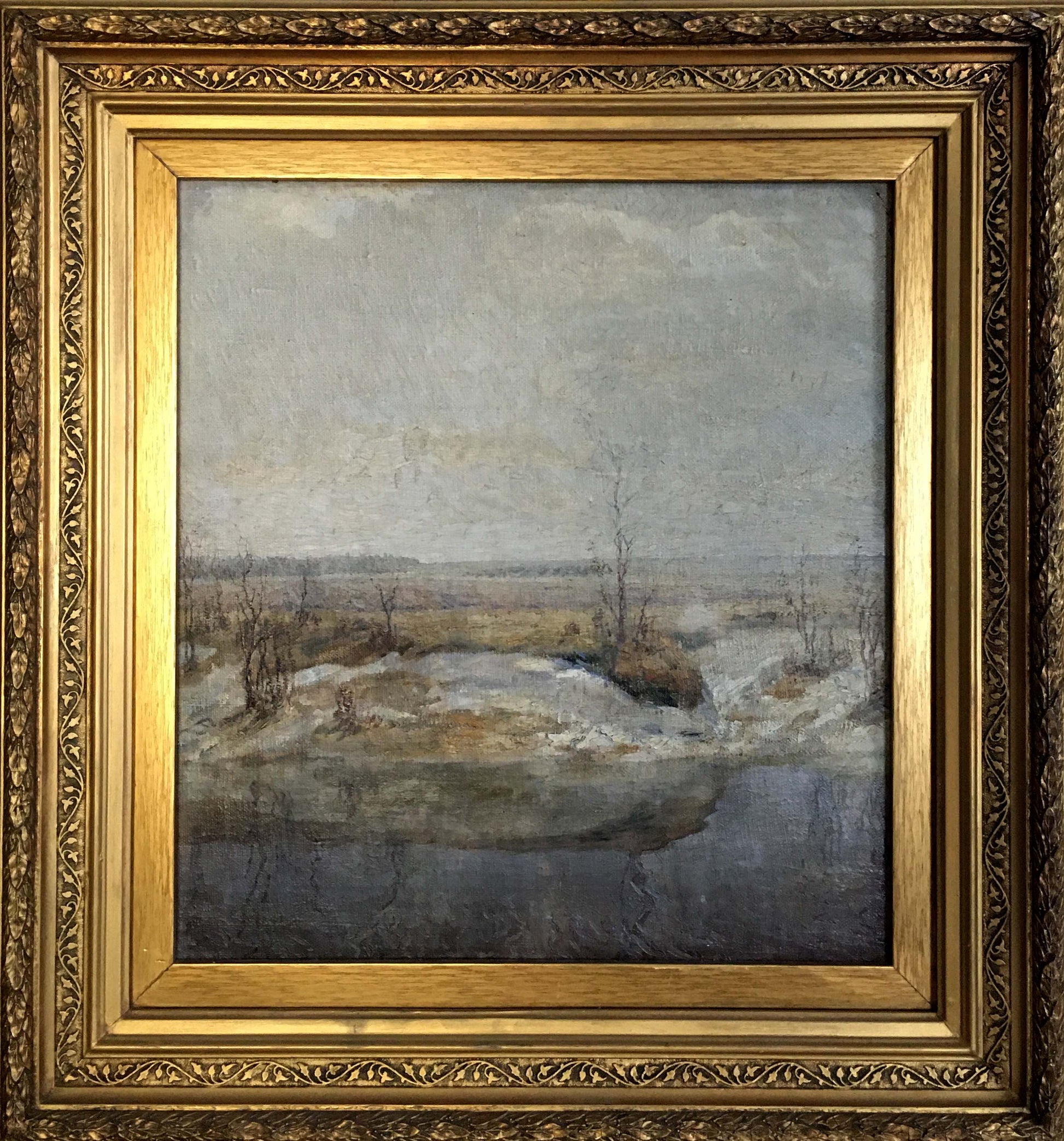 Ornate gold-framed oil painting Fall has come by Popov Alexey Alekseevich