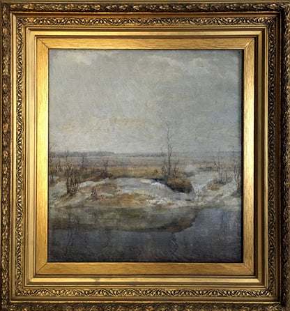 Ornate gold-framed oil painting Fall has come by Popov Alexey Alekseevich