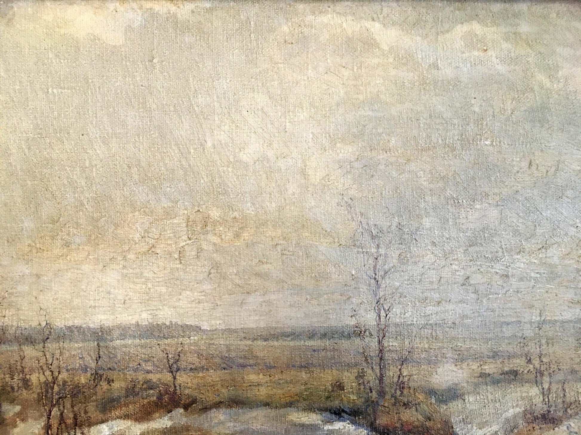 Oil painting Fall has come by Popov Alexey Alekseevich, muted impressionistic landscape