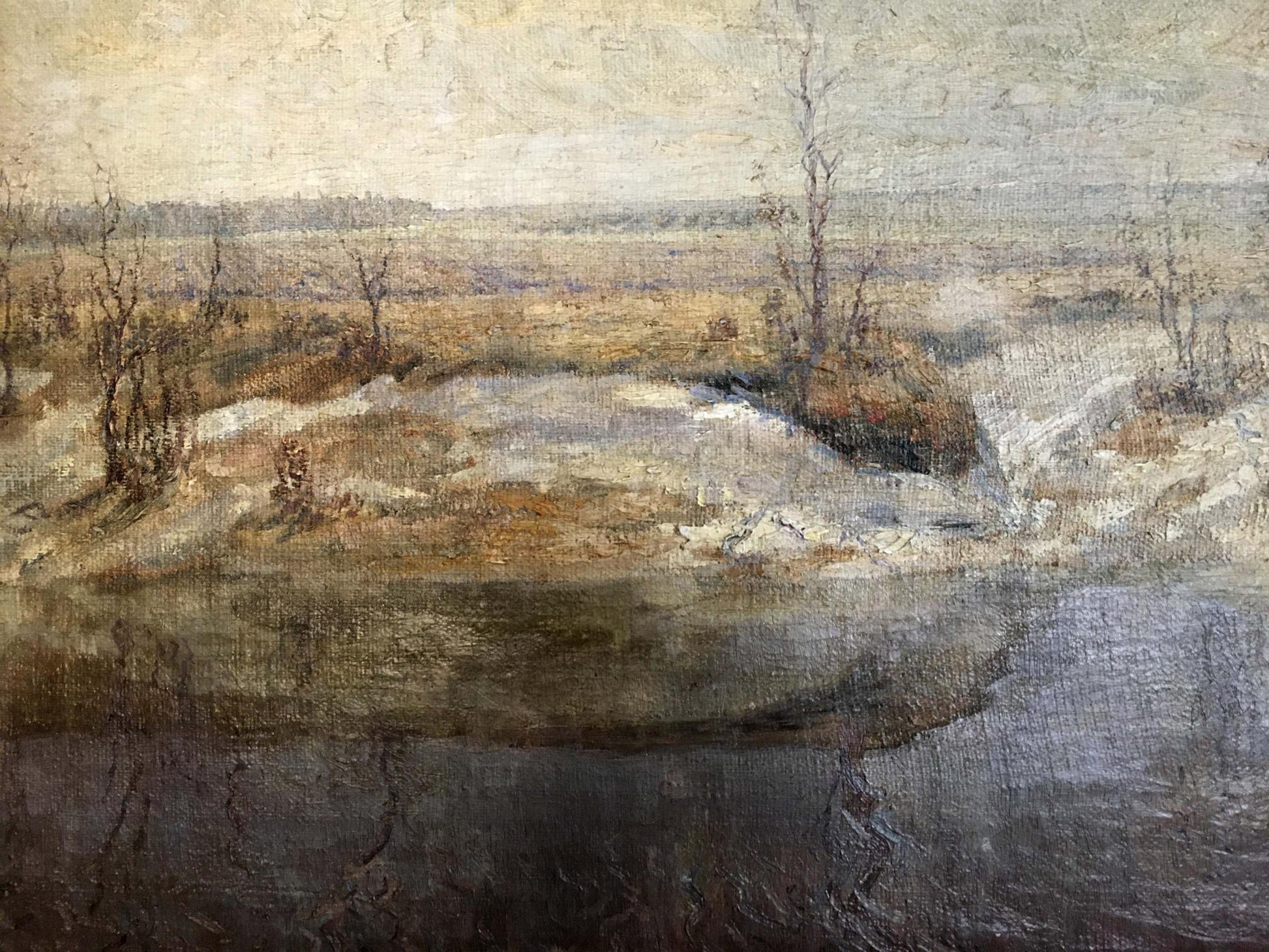 Oil painting Fall has come by Popov Alexey Alekseevich, muted fall landscape