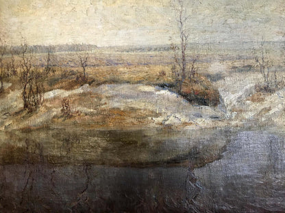 Oil painting Fall has come by Popov Alexey Alekseevich, muted fall landscape