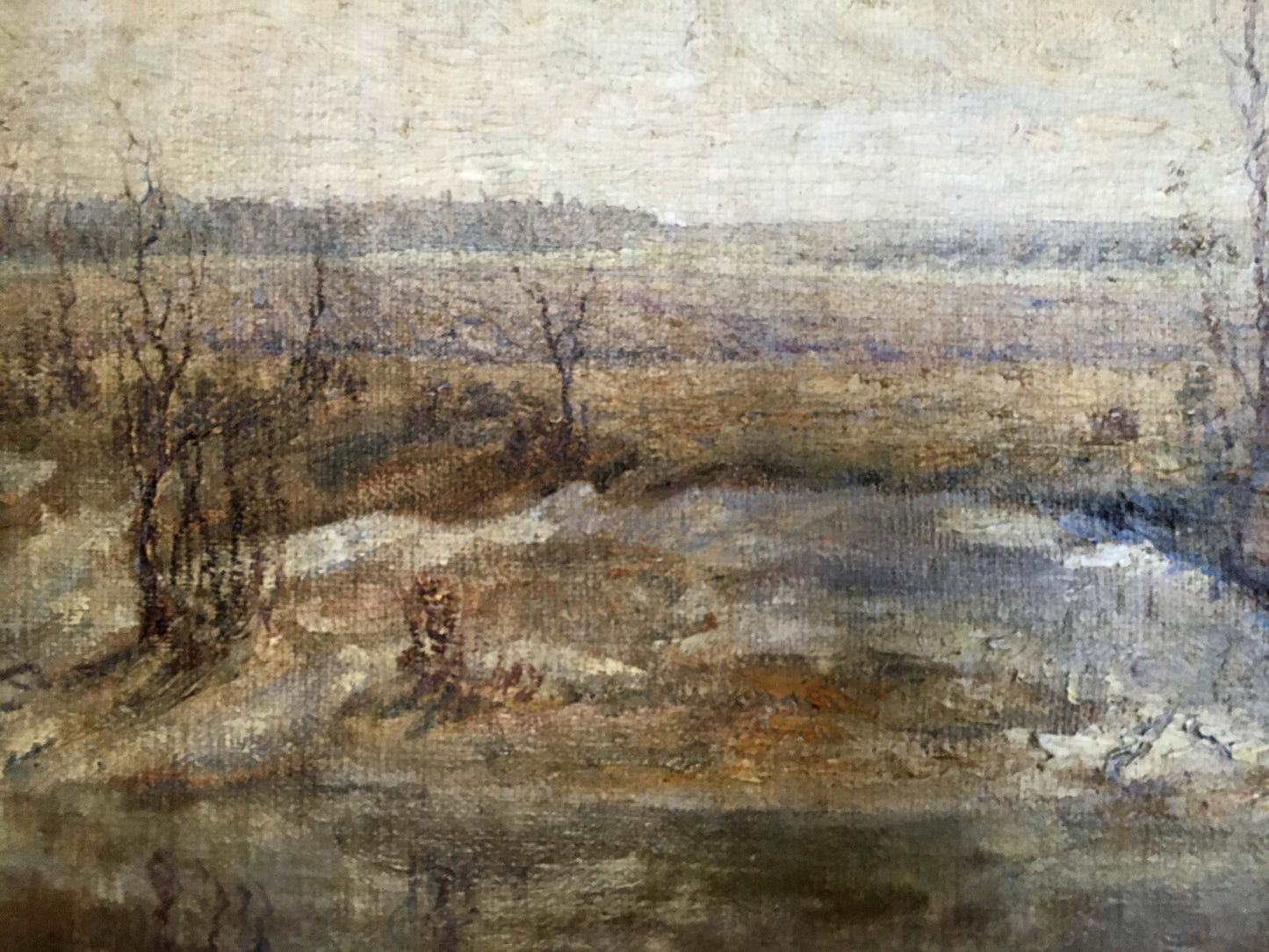 Oil painting Fall has come by Popov Alexey Alekseevich muted landscape