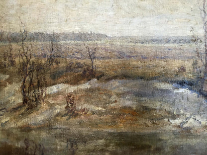 Oil painting Fall has come by Popov Alexey Alekseevich muted landscape