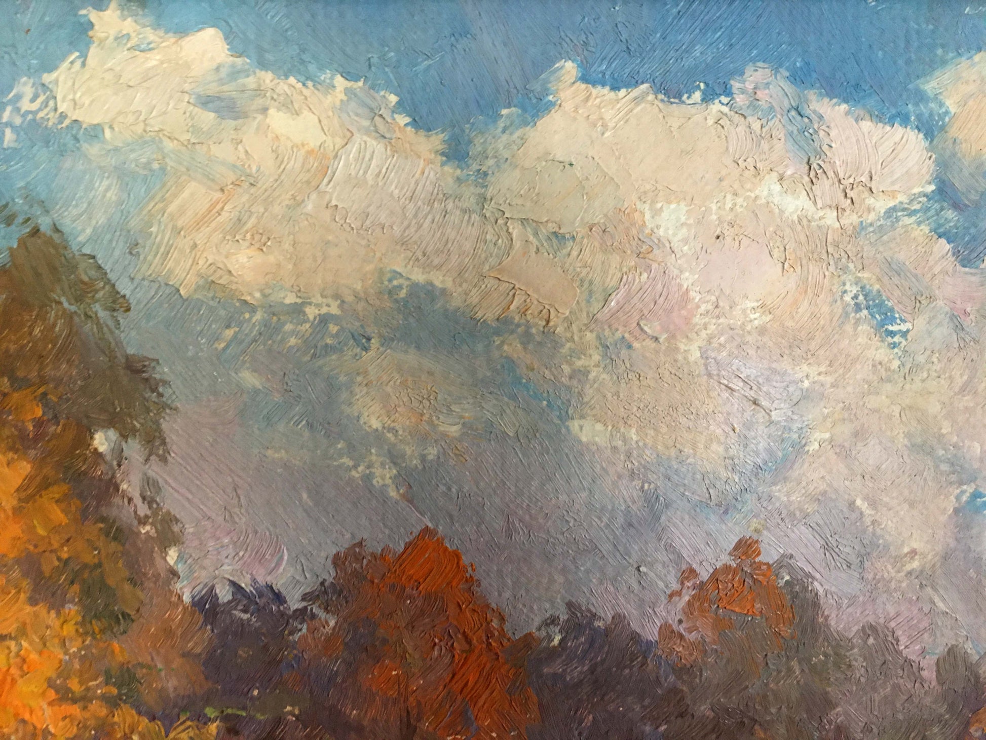 Oil painting of autumn landscape with clouds by Priyezzhev Boris Andrianovich