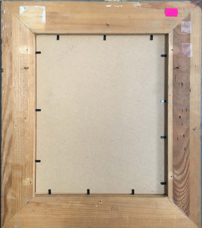 Back of light brown wooden frame for Abstract oil painting Rainy day