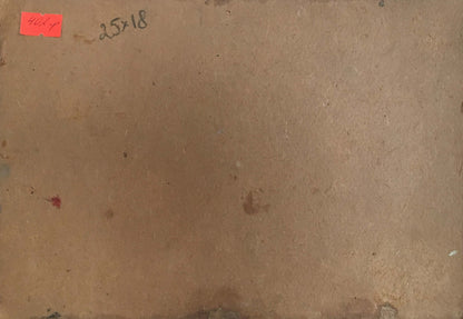 Back of Fedor Zotikovich Konovalyuk oil painting Winter landscape on brown cardboard