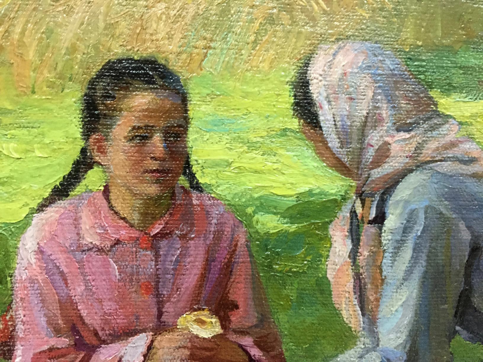 Impressionistic oil painting by Yaroviy Stepan Kalinovich: women with mushrooms