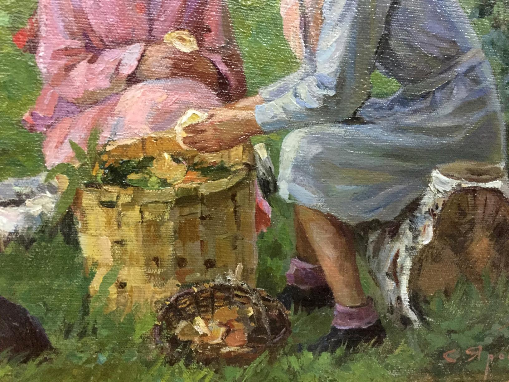 Oil painting by Yaroviy Stepan Kalinovich: wicker basket with vegetables