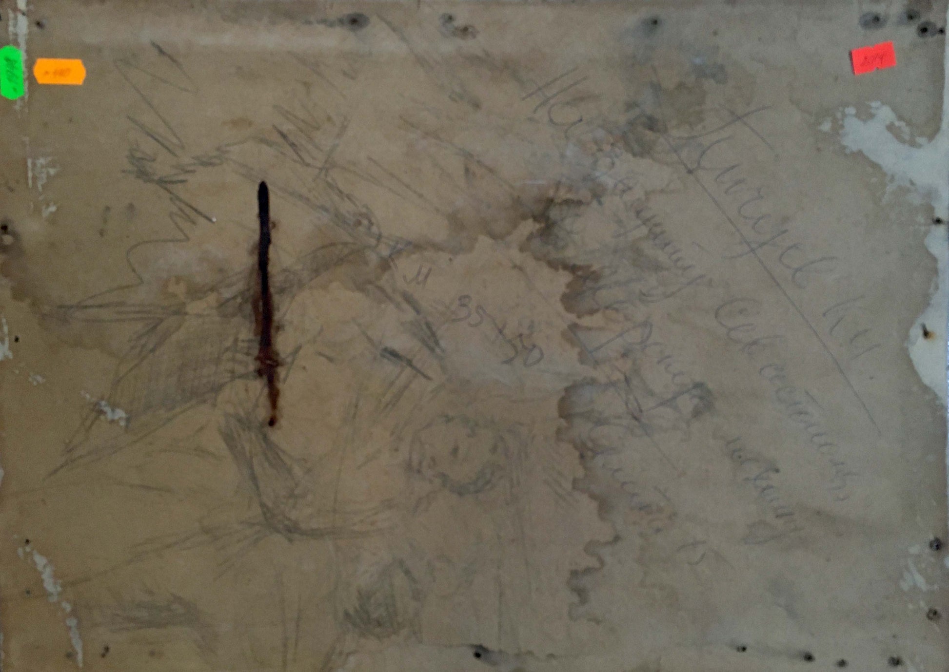 Back of Oil painting Sailors in the port Pichuyev K. I. with sketches