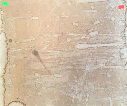 Back of Konovalov V. Y. lighthouse oil painting on weathered beige fabric