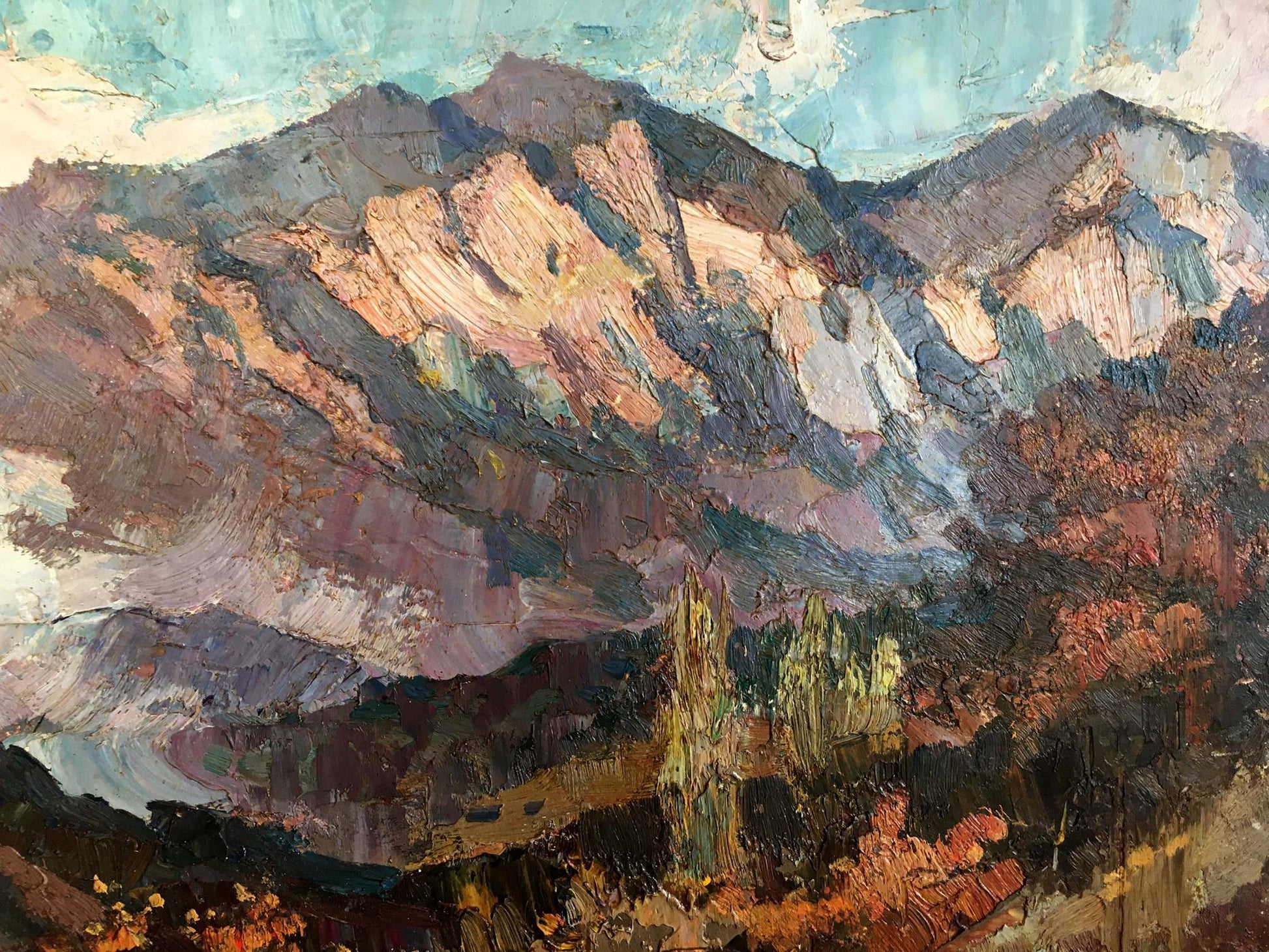 Impressionistic mountain landscape oil painting by Fatyushenko Yu. P