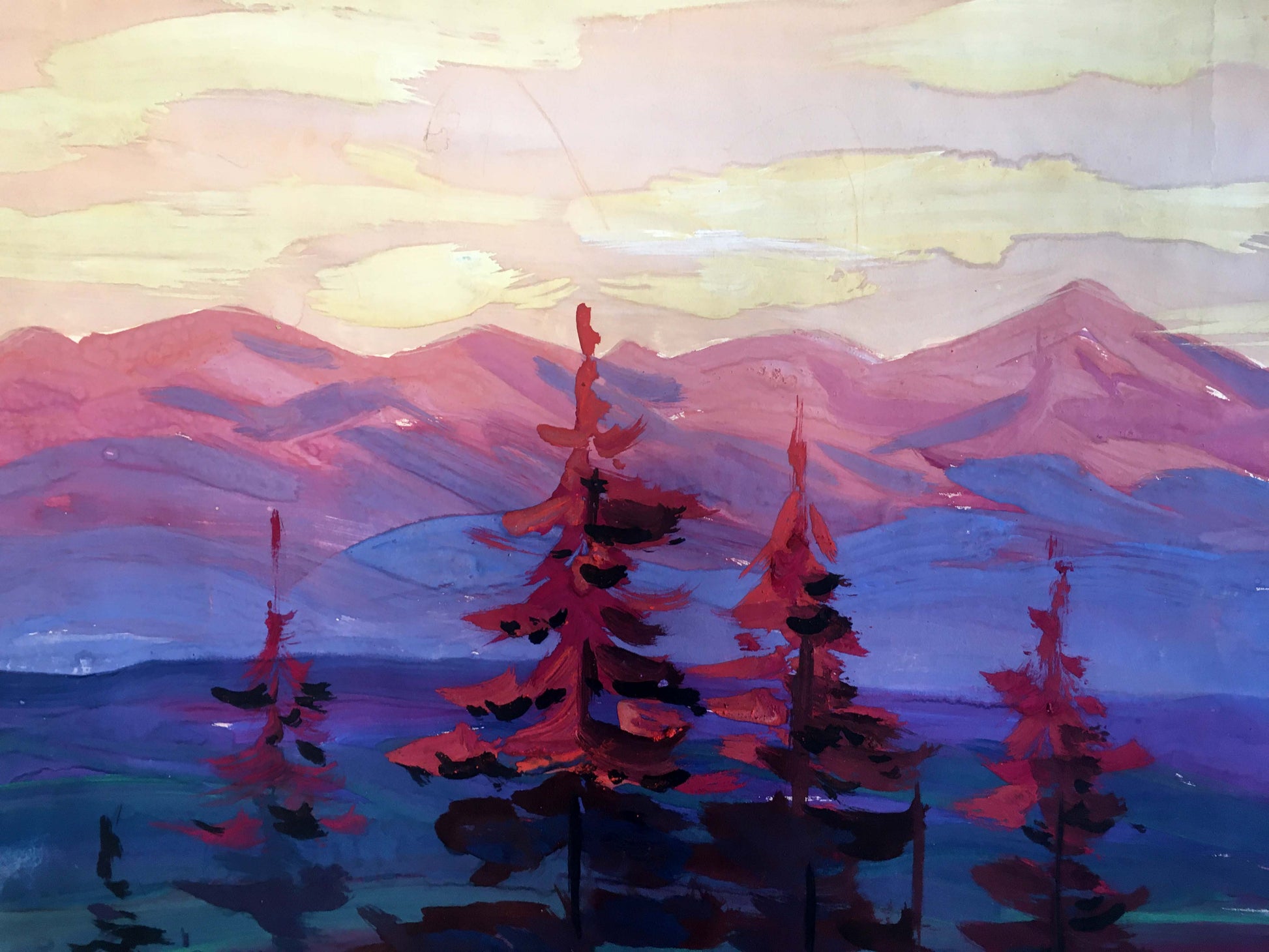 Oil painting Evening mountain landscape by Shary Anatoly Ivanovich