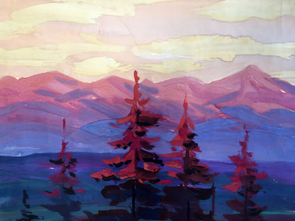 Oil painting Evening mountain landscape by Shary Anatoly Ivanovich