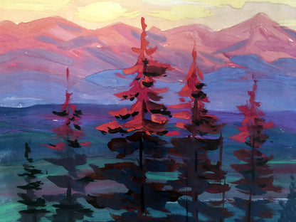 Oil painting Evening mountain landscape by Shary Anatoly Ivanovich