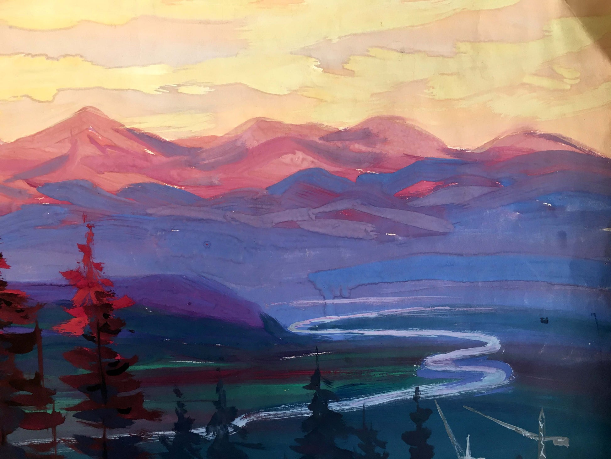 Oil painting Evening mountain landscape by Shary Anatoly Ivanovich