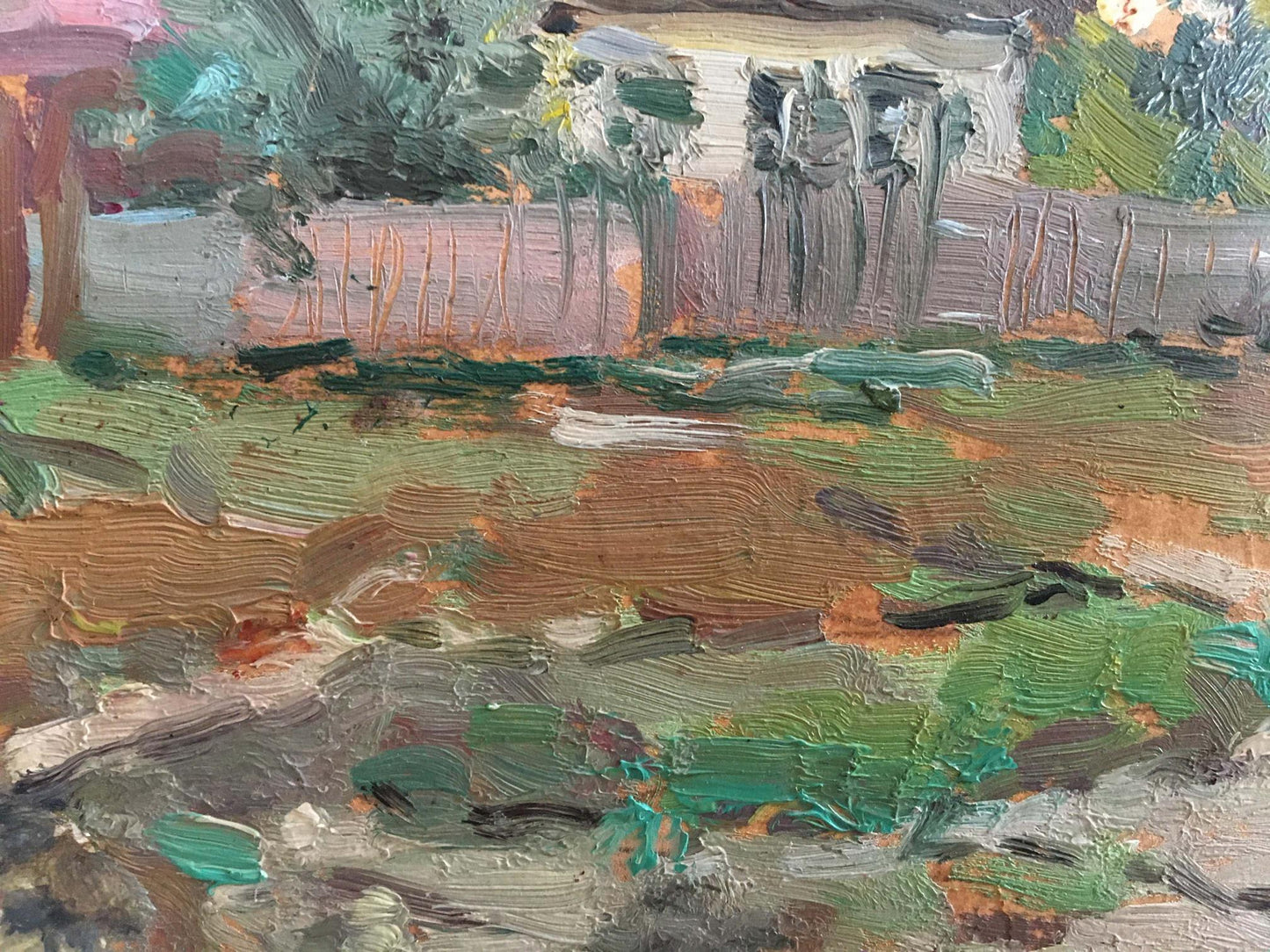Impasto oil painting Rural landscape Mara Yang with green foliage