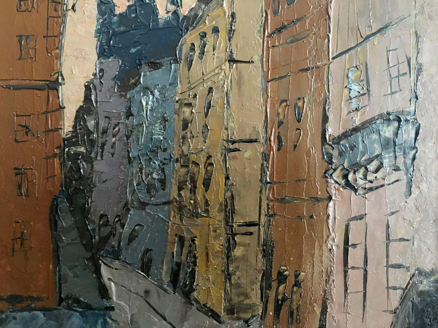 Oil painting of earthy city street by Litvin Vitaliy Sviridovich