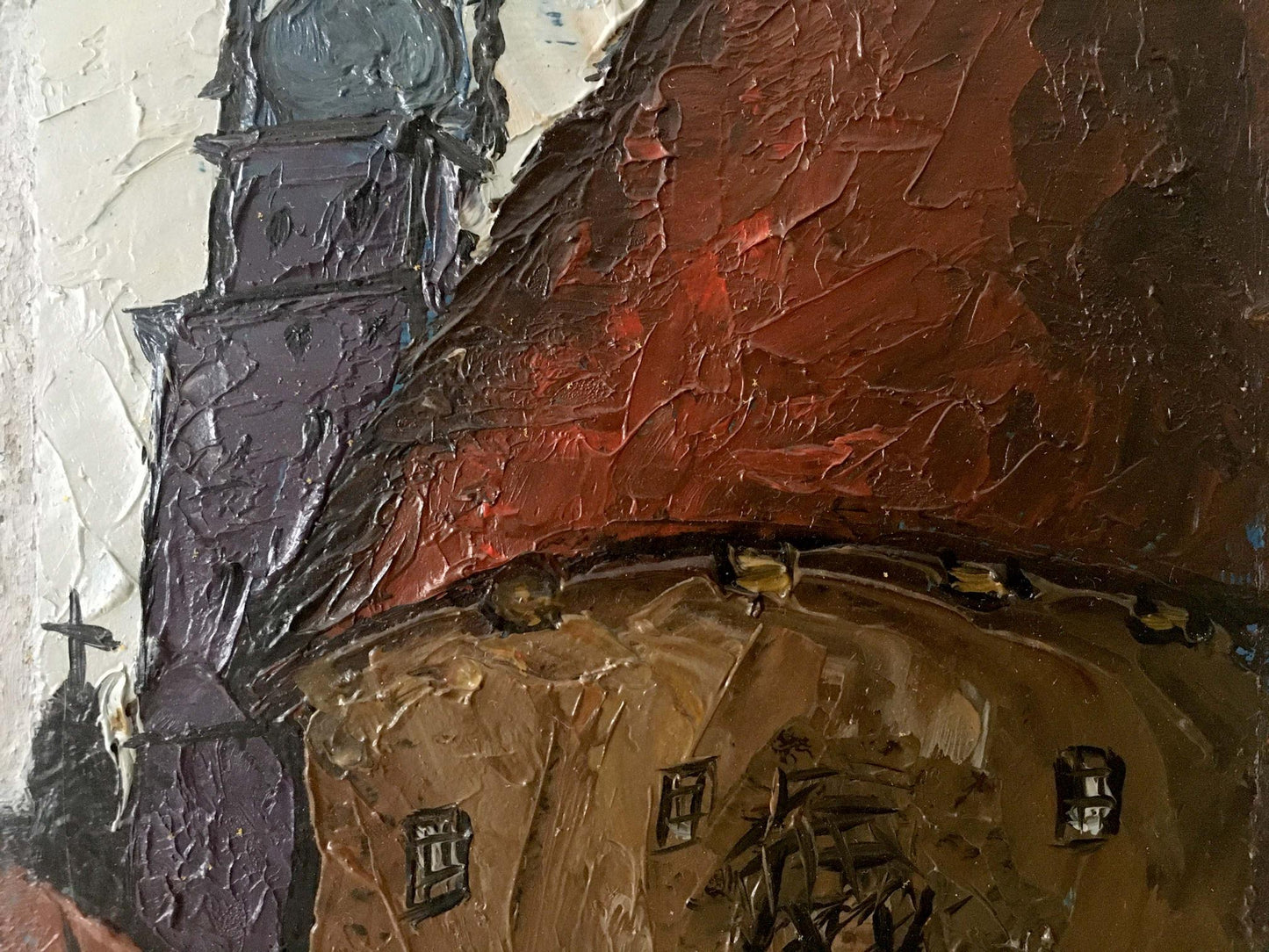Textured oil painting of church tower by Litvin Vitaliy Sviridovich