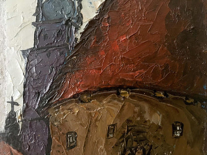 Textured oil painting of church tower by Litvin Vitaliy Sviridovich