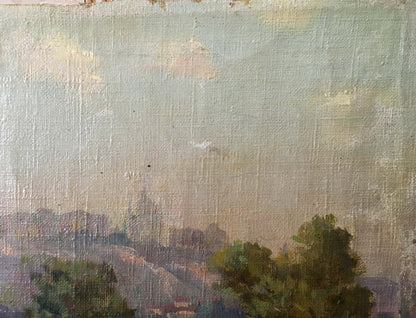Impressionistic oil painting Nevkrytyy Denis Nikiforovich Way Home hazy landscape