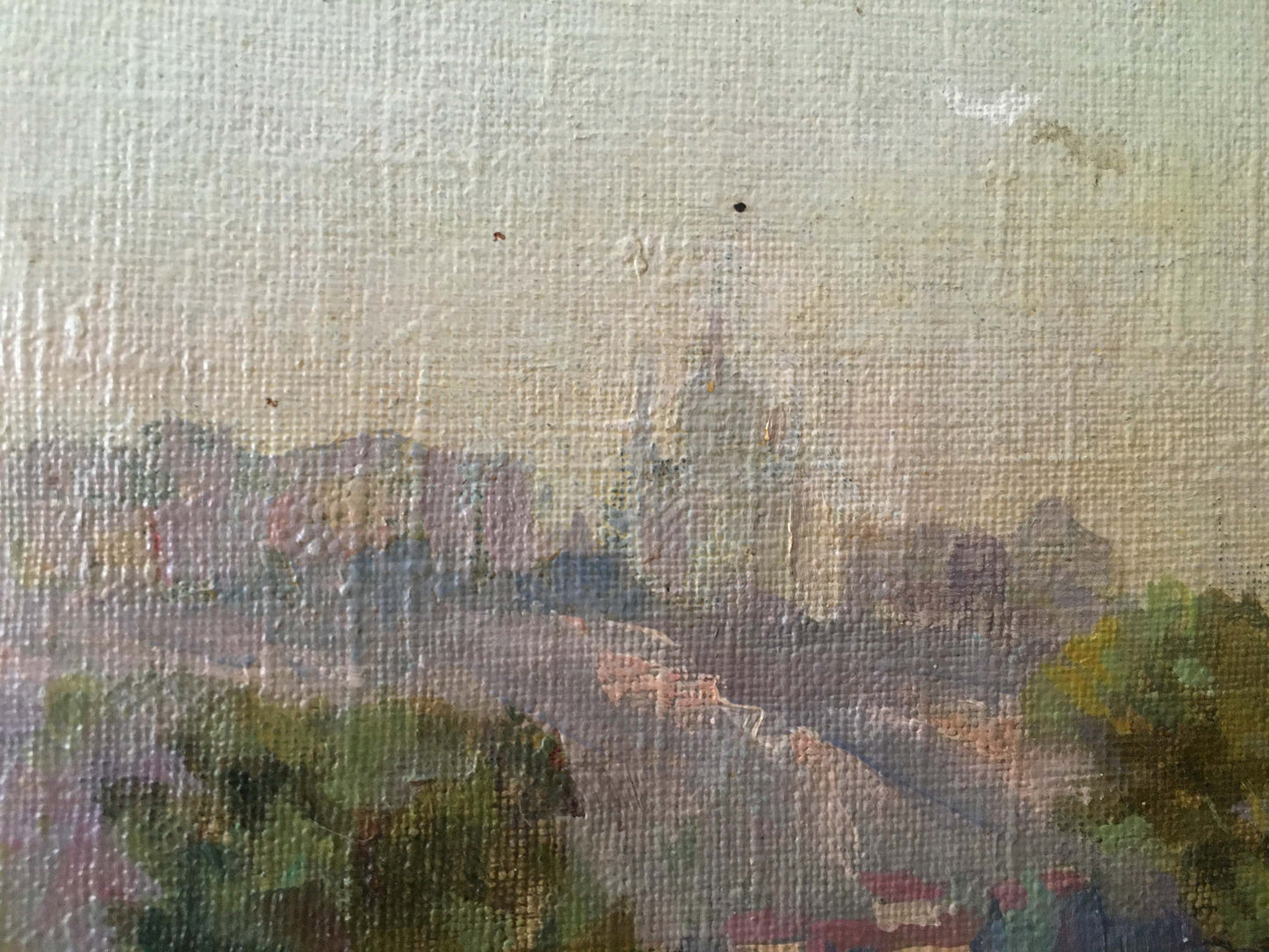 Oil painting Way Home by Nevkrytyy Denis Nikiforovich, hazy textured landscape