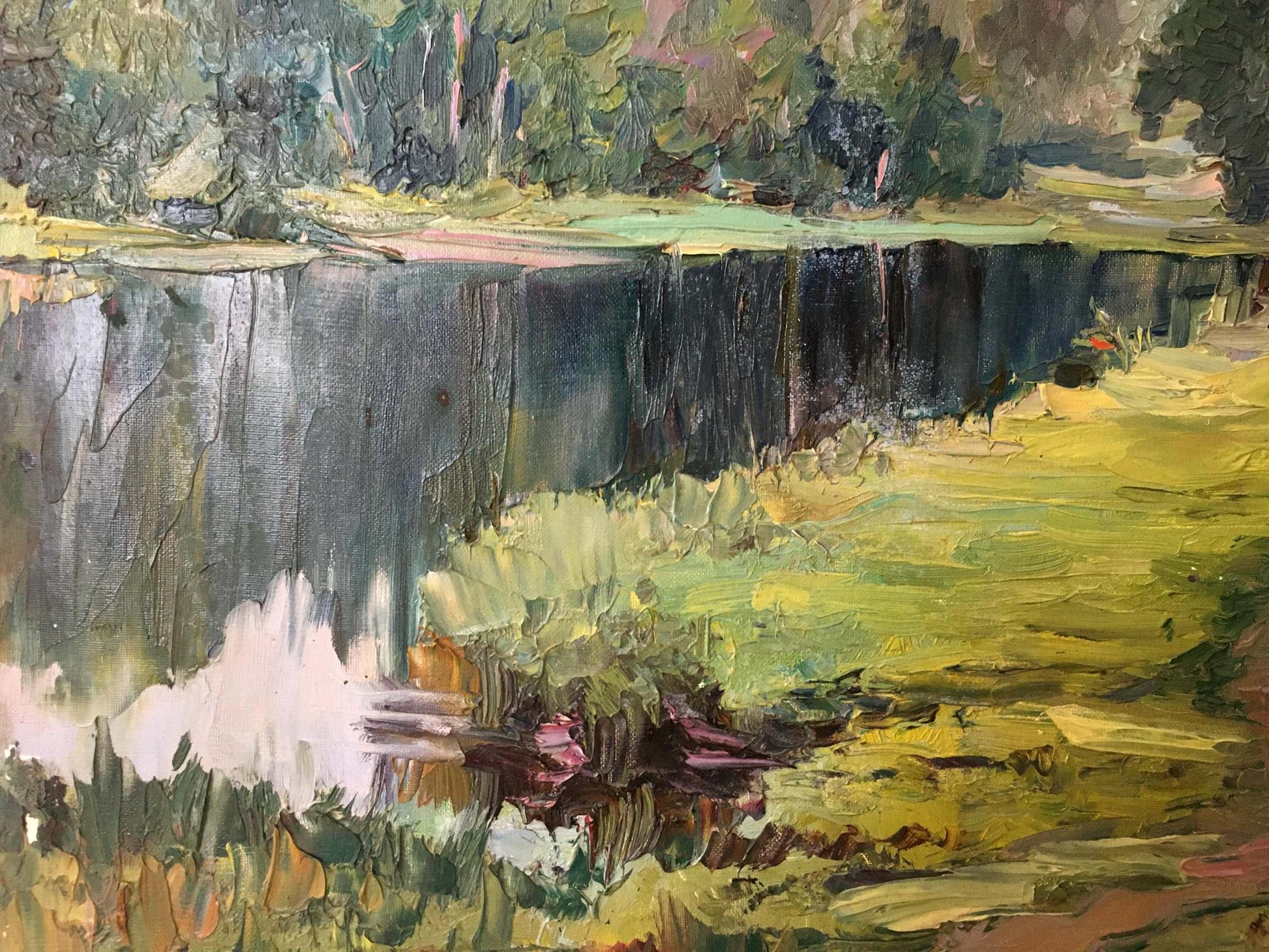 Impressionistic oil painting of tranquil river by Lednev Dmytro Yakovych
