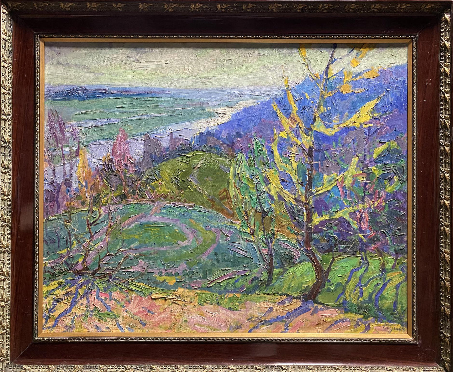 Oil painting Spring day by Glushchenko Nikolai Petrovich in dark wood frame