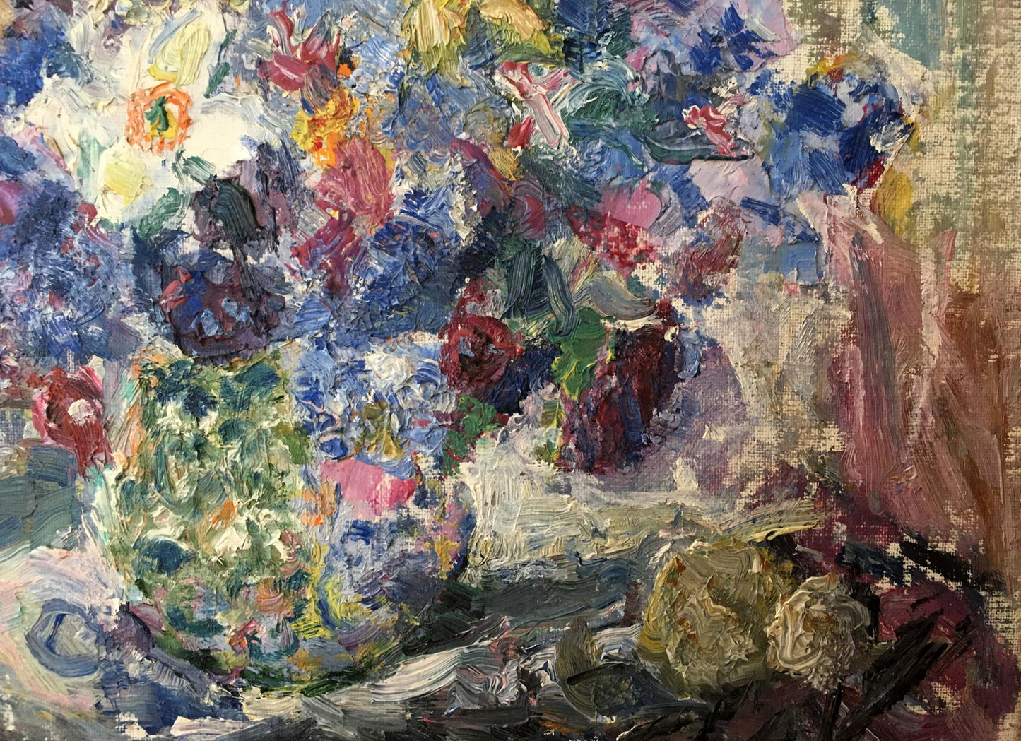 Vibrant impressionistic oil painting of spring bouquet by Dovgalevskaya Vera Veniaminovna