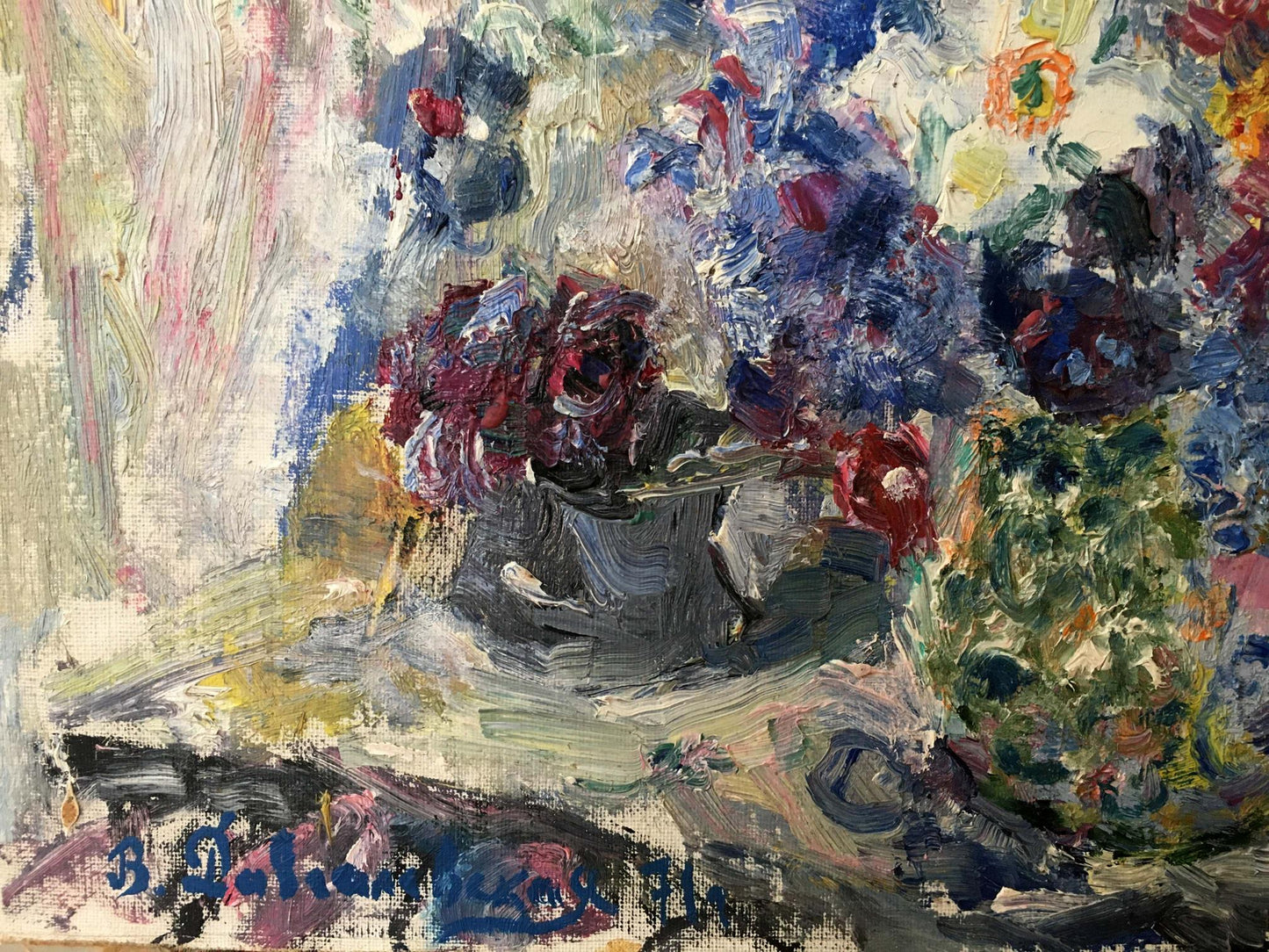 Vibrant impressionistic oil painting of Spring bouquet by Dovgalevskaya Vera Veniaminovna